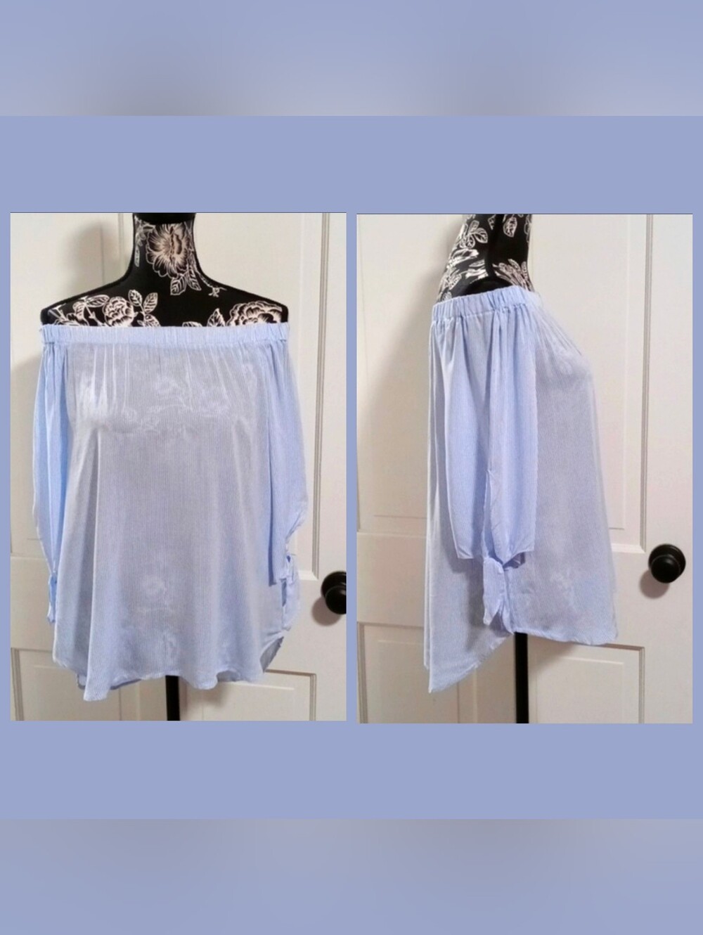 🆕️ 💙Staccato💙 - Blue/White Stripe Off-the-Shoulder Top